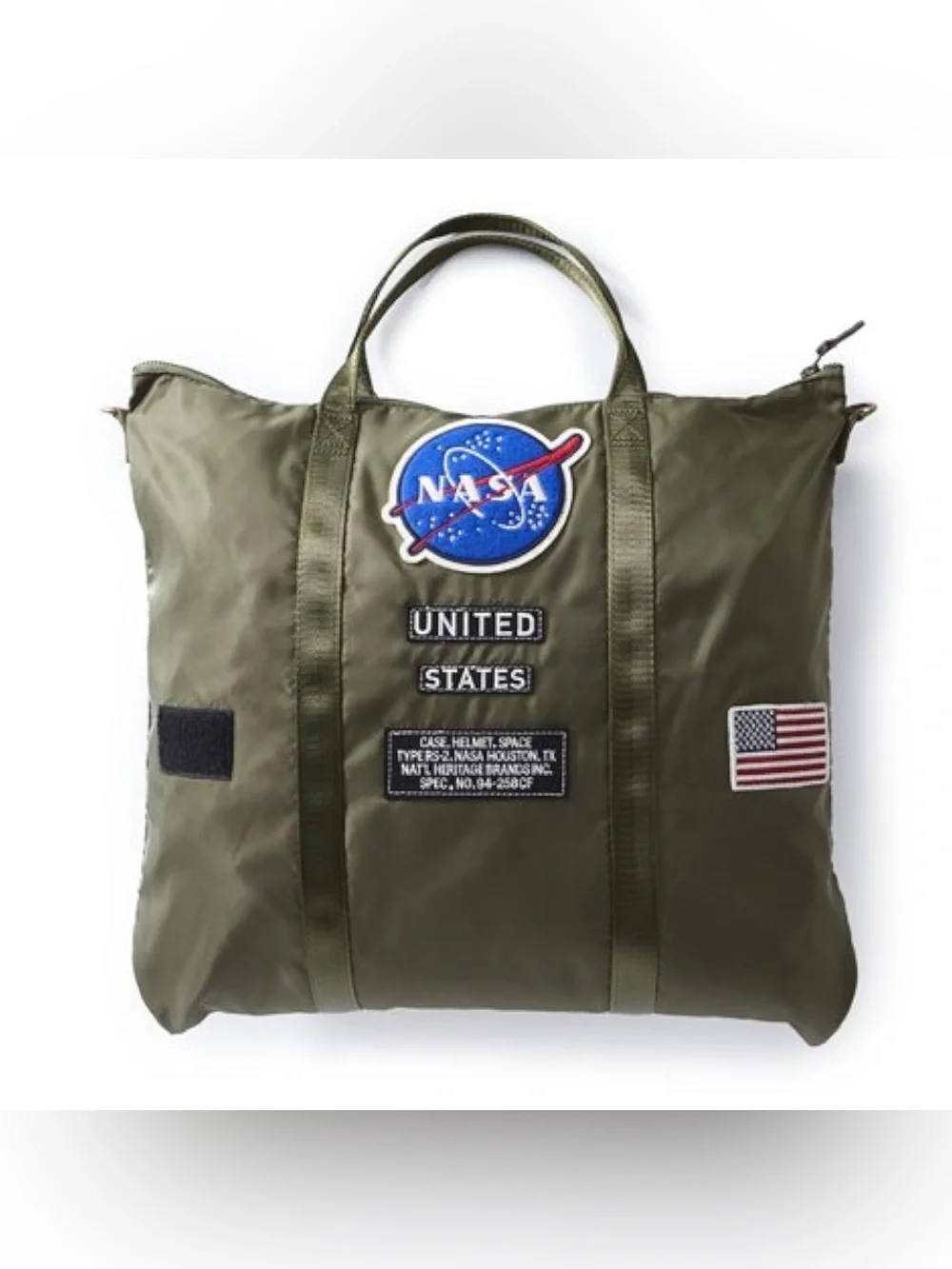 NASA NWT Patch Olive Green Unisex Helmet Tote Large Laptop Bag by Red Canoe
